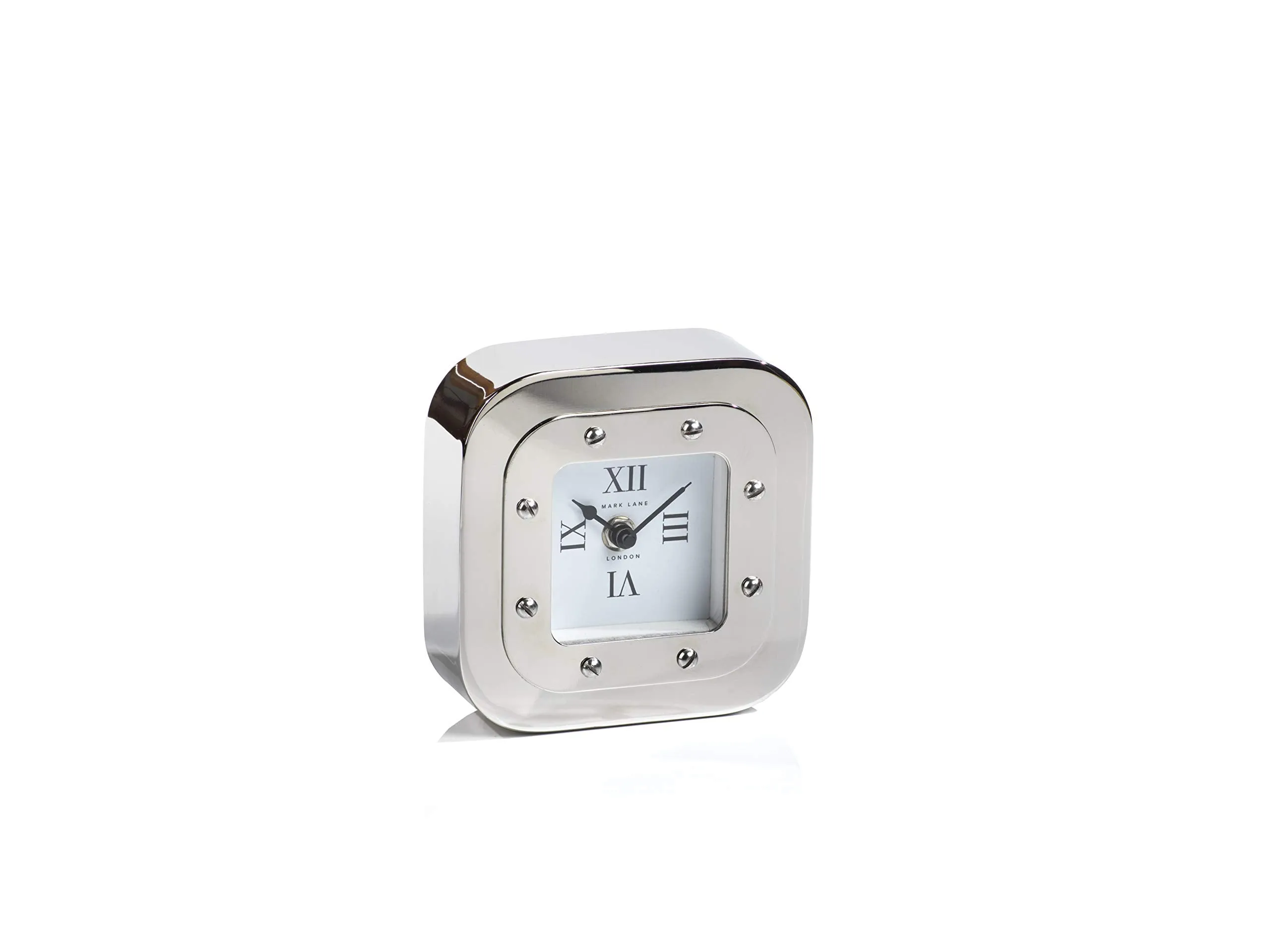 Zodax Mark Lane Silver Table, Small Desk & Shelf Clock,